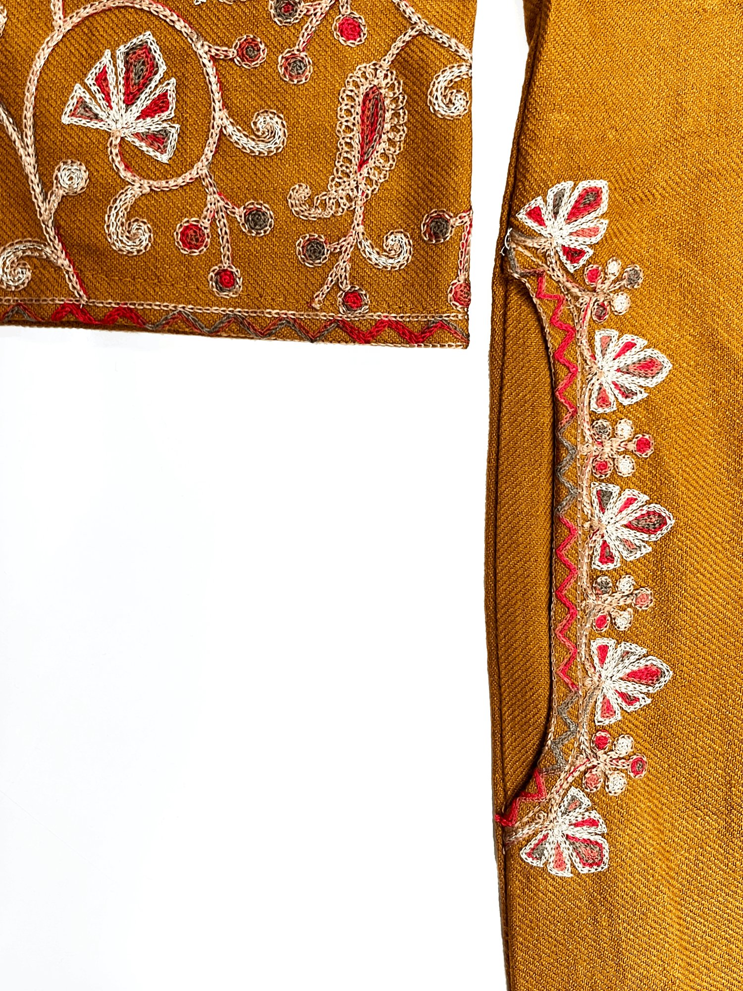 Mustard Aari–Tilla Embroidered Kashmiri Pheran