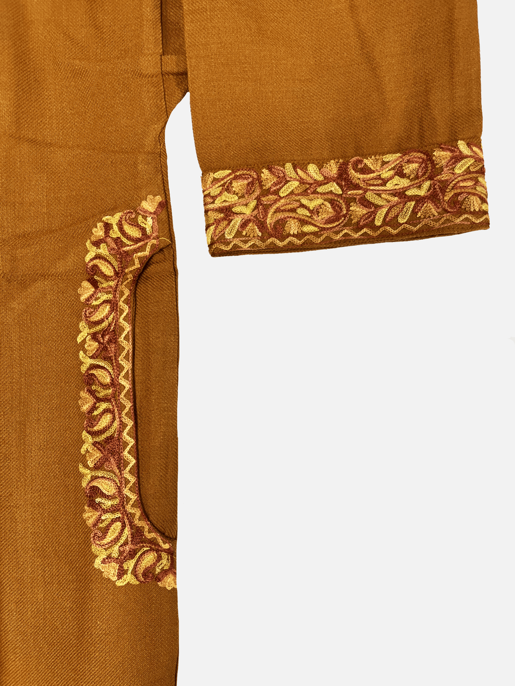 Mustard Floral Aari Embroidered Kashmiri Pheran