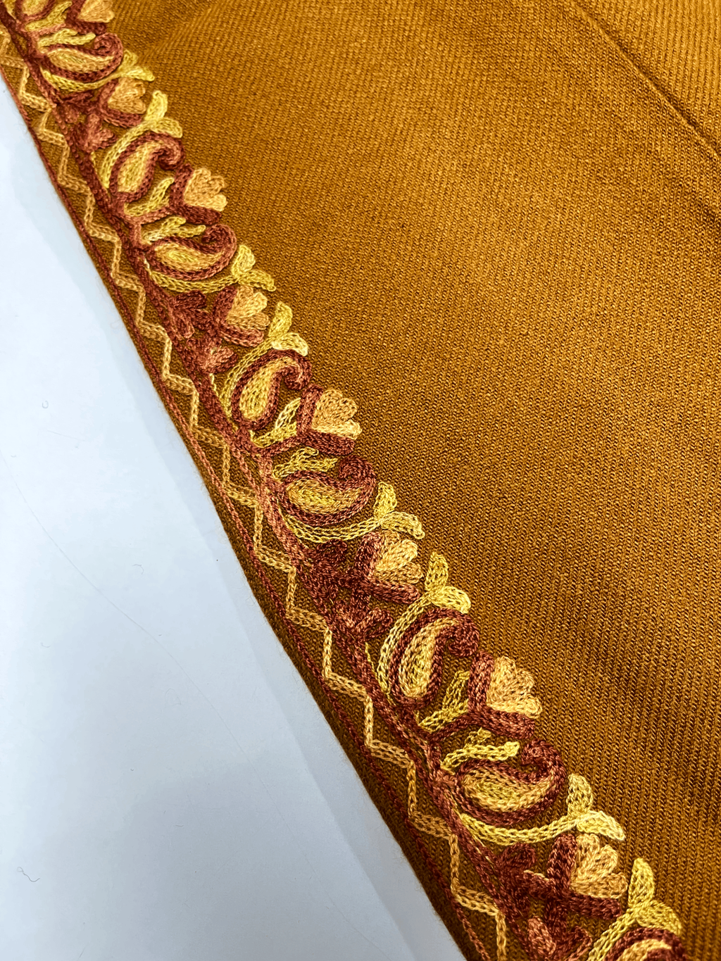 Mustard Floral Aari Embroidered Kashmiri Pheran