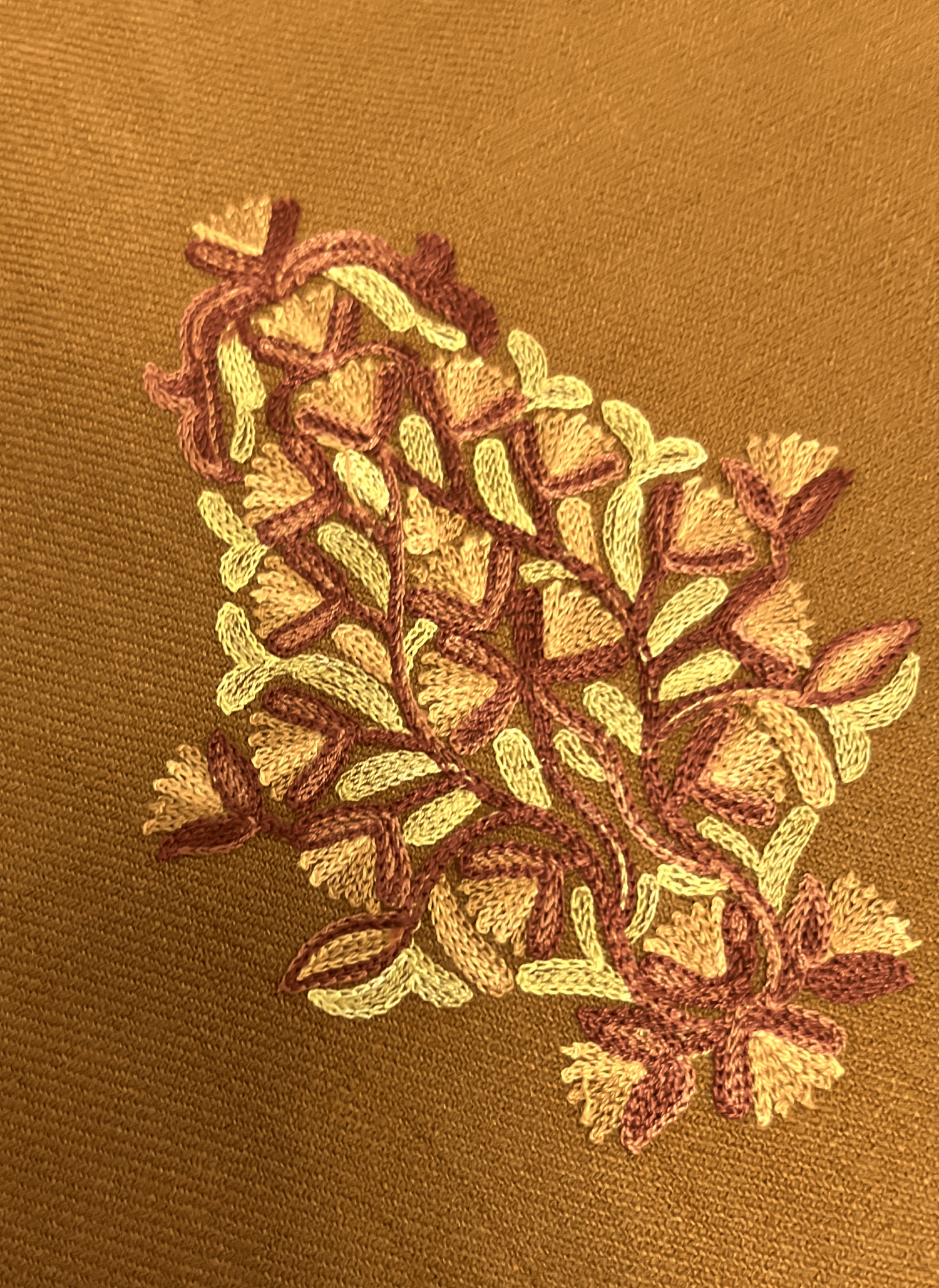 Mustard Floral Aari Embroidered Kashmiri Pheran