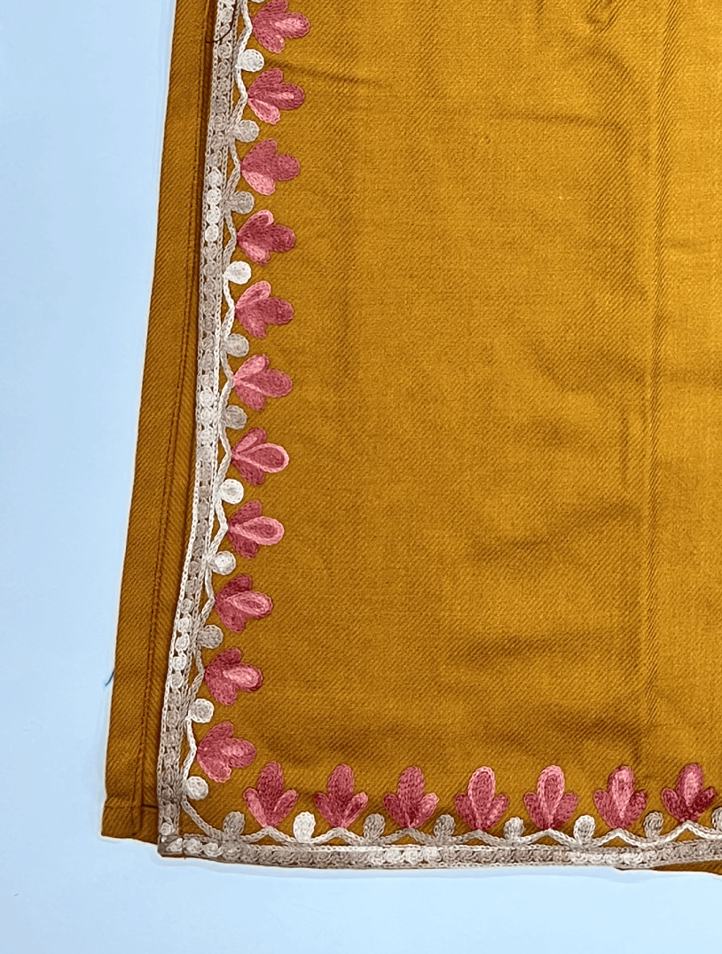 Mustard Yellow & Multicolor Embroidered Kashmiri Pheran