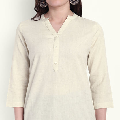 Beige Airy Linen Short Kurti