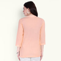 Thumbnail for Peach Airy Linen Short Kurti