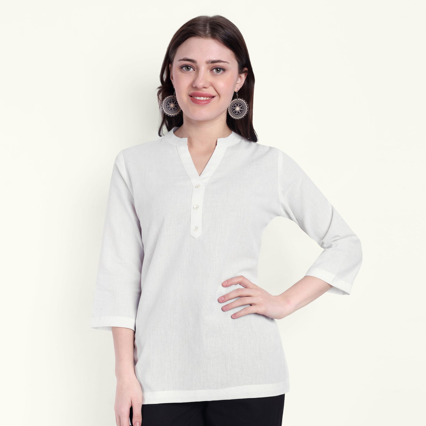 White Airy Linen Short Kurti