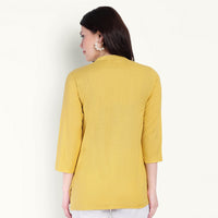 Thumbnail for Yellow Airy Linen Short Kurti