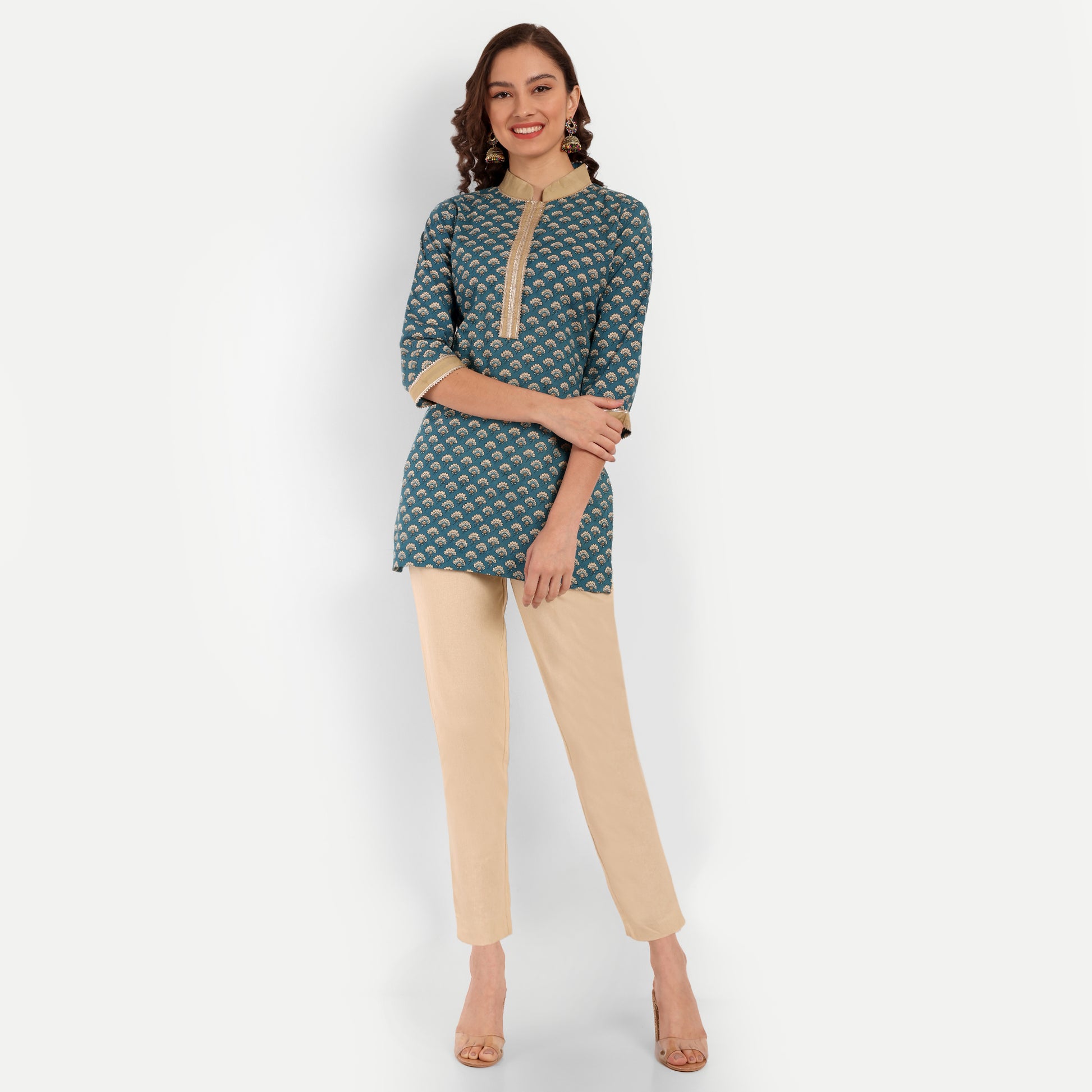Naariy Beige Solid Women Regular Fit Cotton Trouser For Women