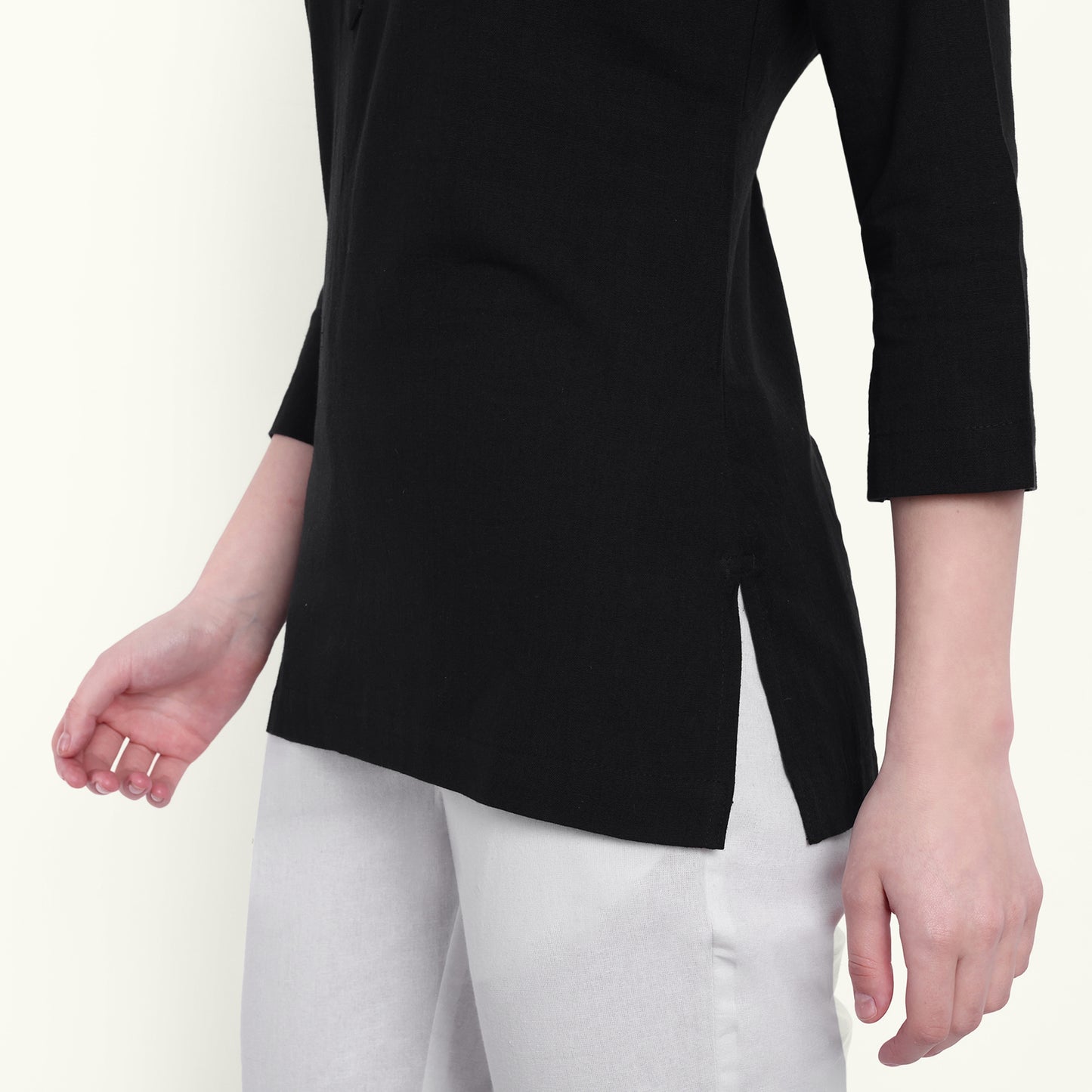 Naariy Black Airy Linen Short Kurti Stylish Kurti