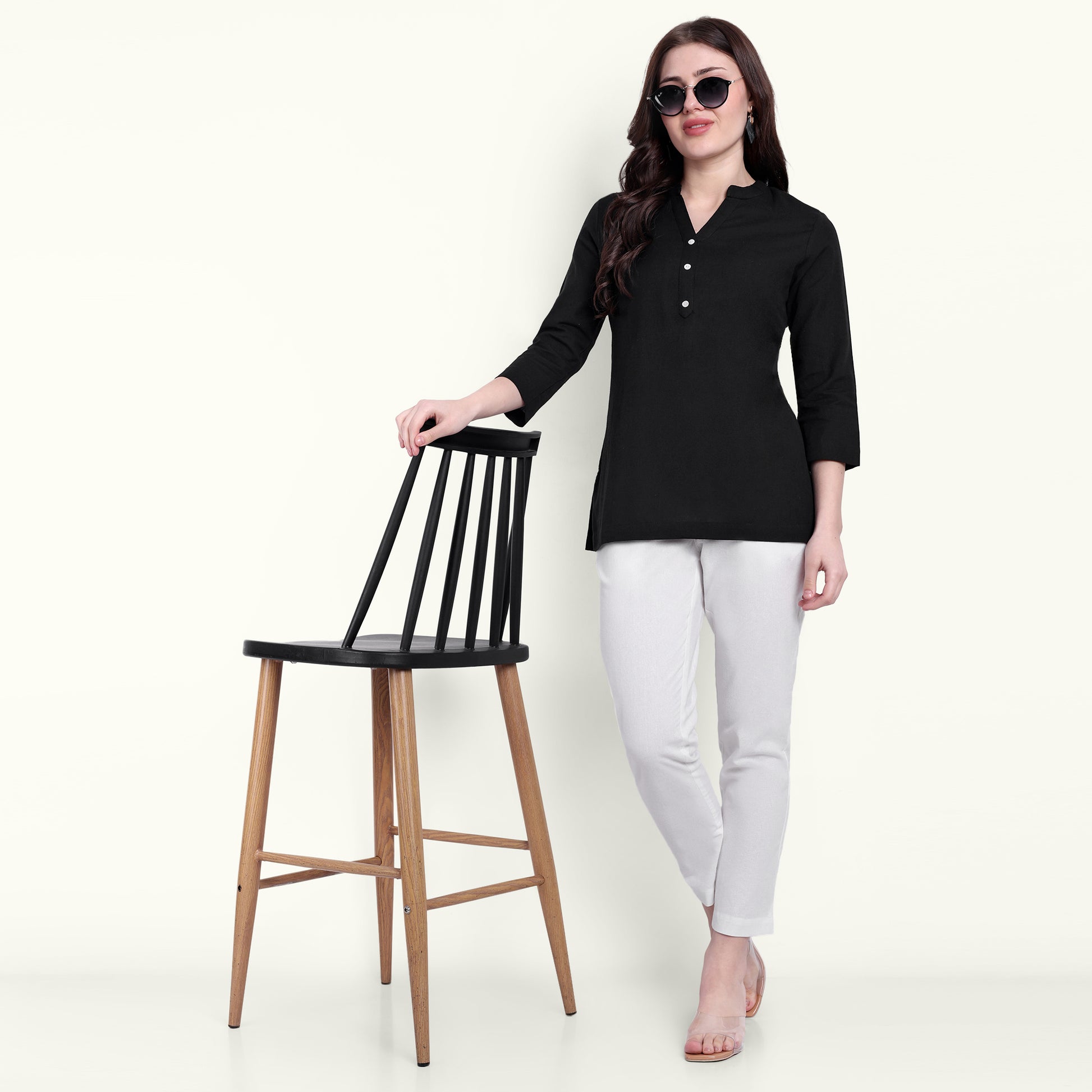 Naariy Black Airy Linen Short Kurti Stylish Kurti For Women