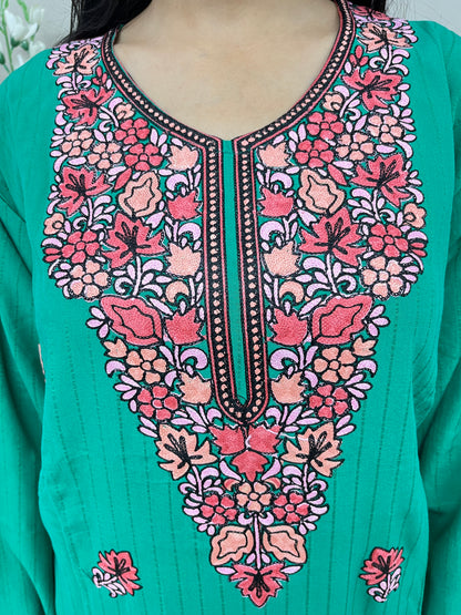 Embroidered Thread Work Cotton Straight Kurti