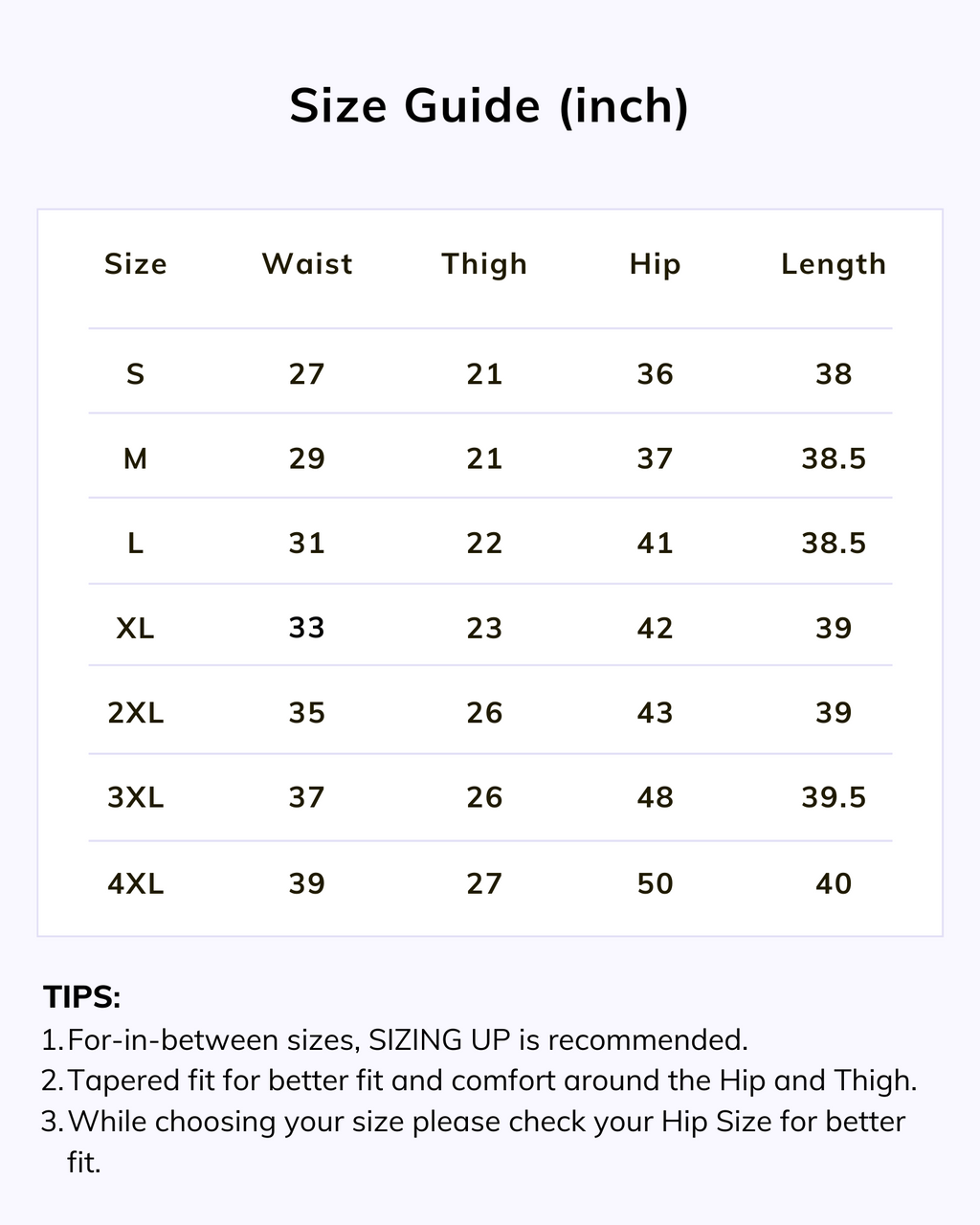 Naariy Dusty Pink Stretchable Cotton Pant For Women Size Chart