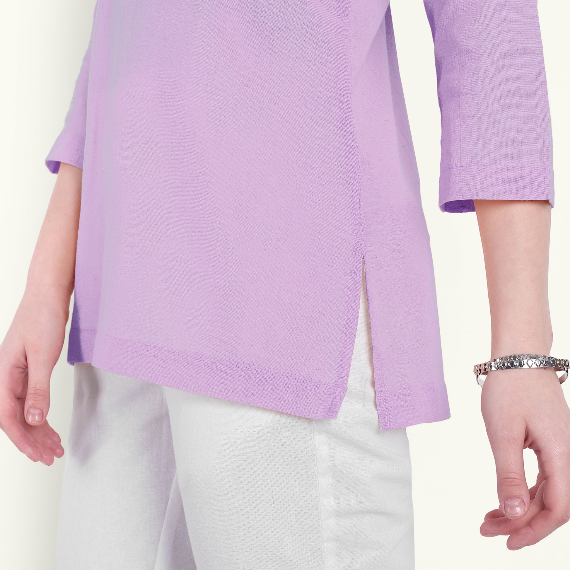 Naariy Lilac Airy Linen Short Kurti Stylish Look