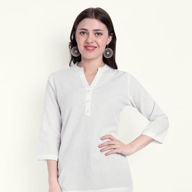 White Airy Linen Short Kurti