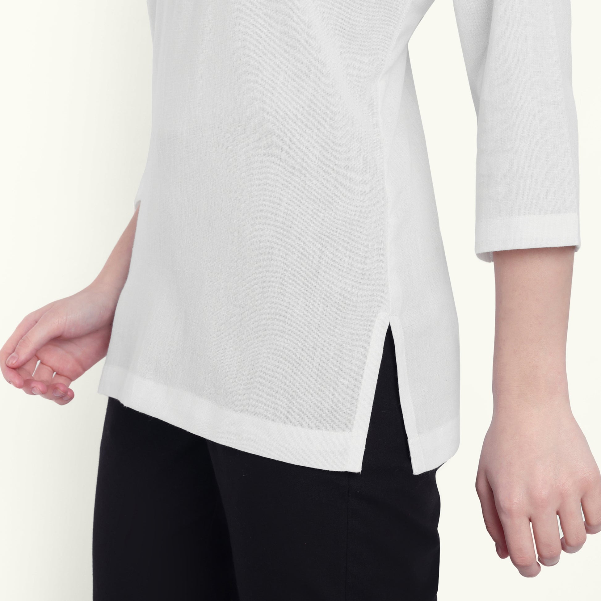 Naariy White Airy Linen Short Kurti Stylish Look