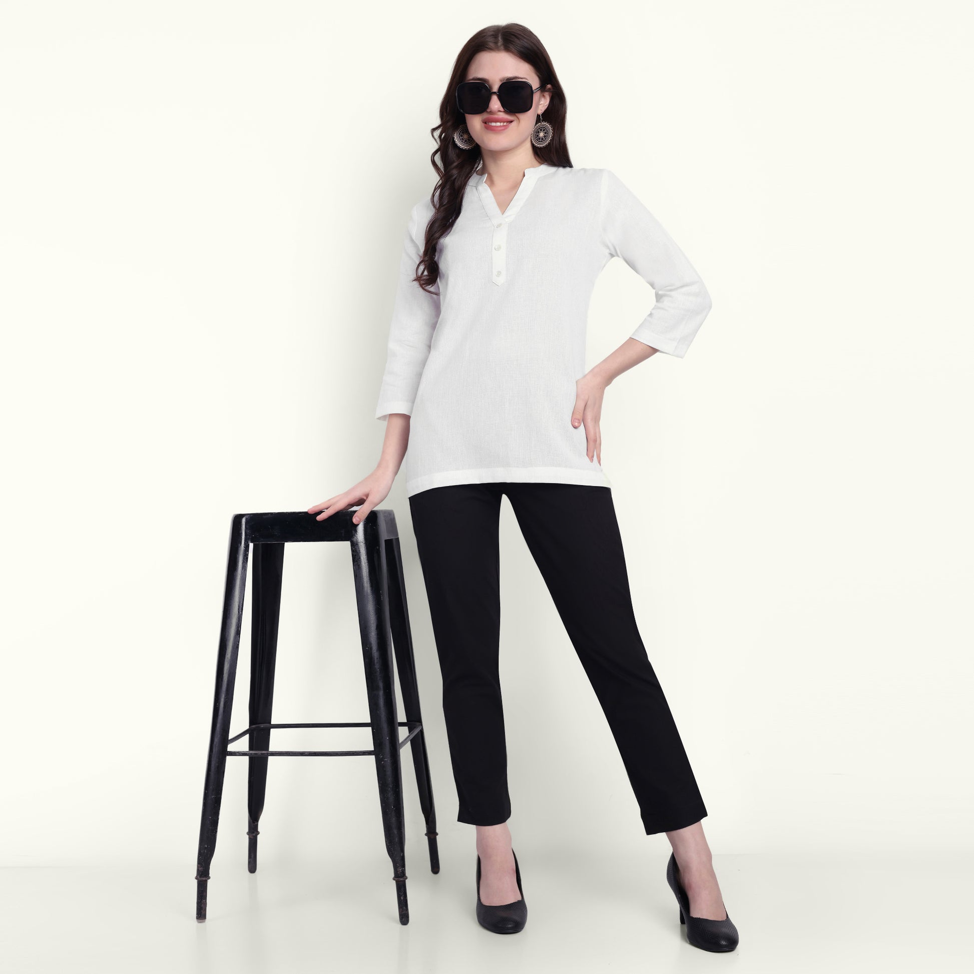 Naariy White Airy Linen Short Kurti Stylish Look For Women