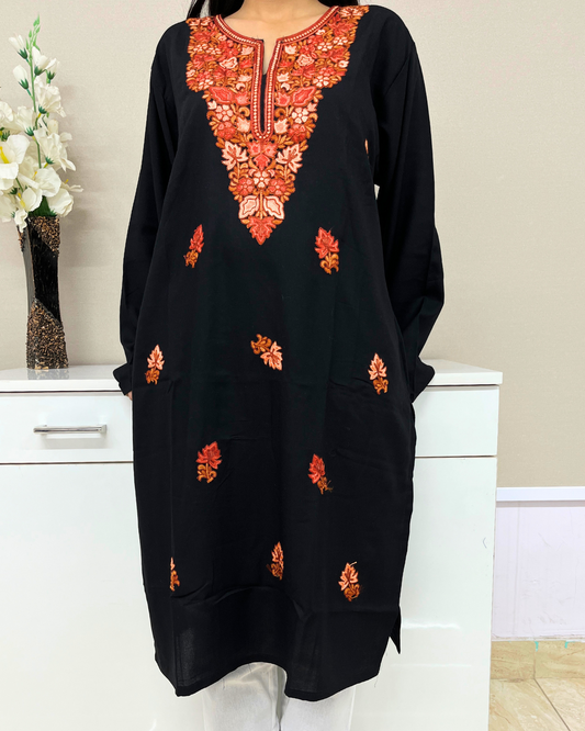 Naariy black embroidered cotton kurti 2