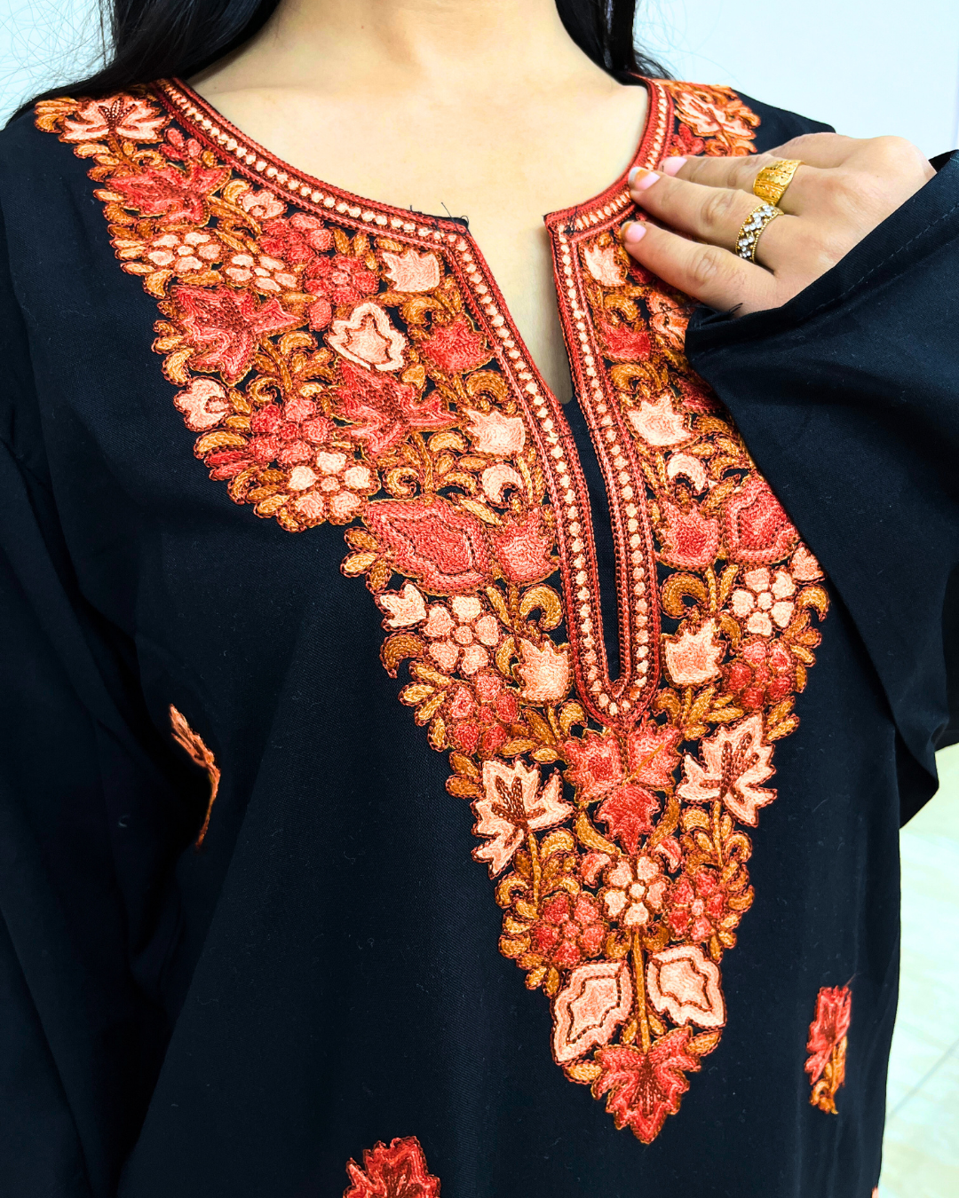 Naariy black embroidered cotton kurti 3