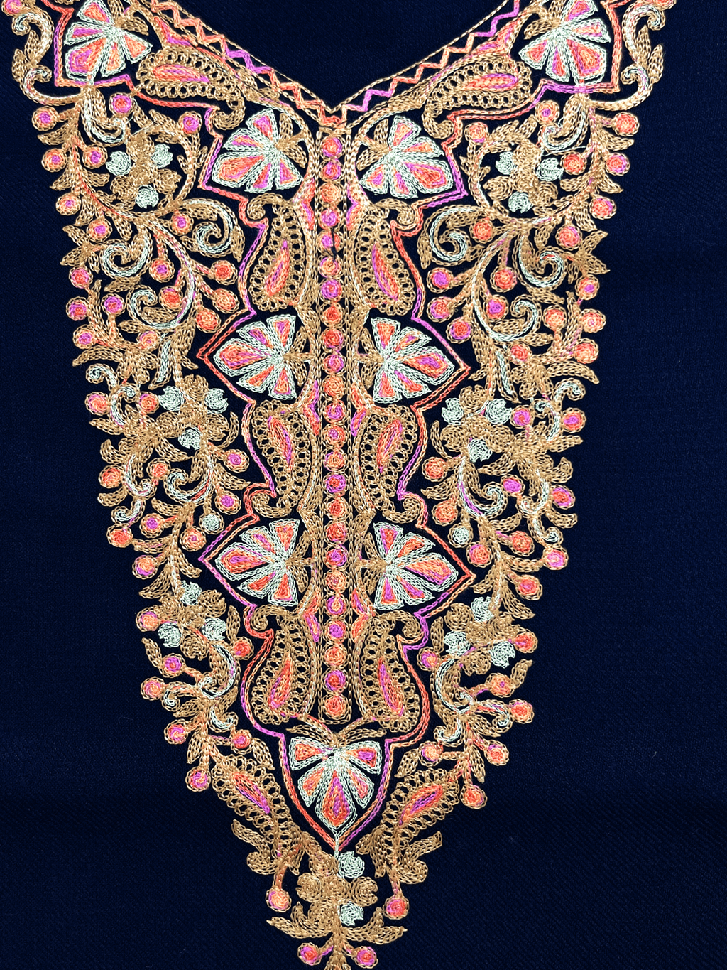 Navy Blue Aari–Tilla Embroidered Kashmiri Pheran