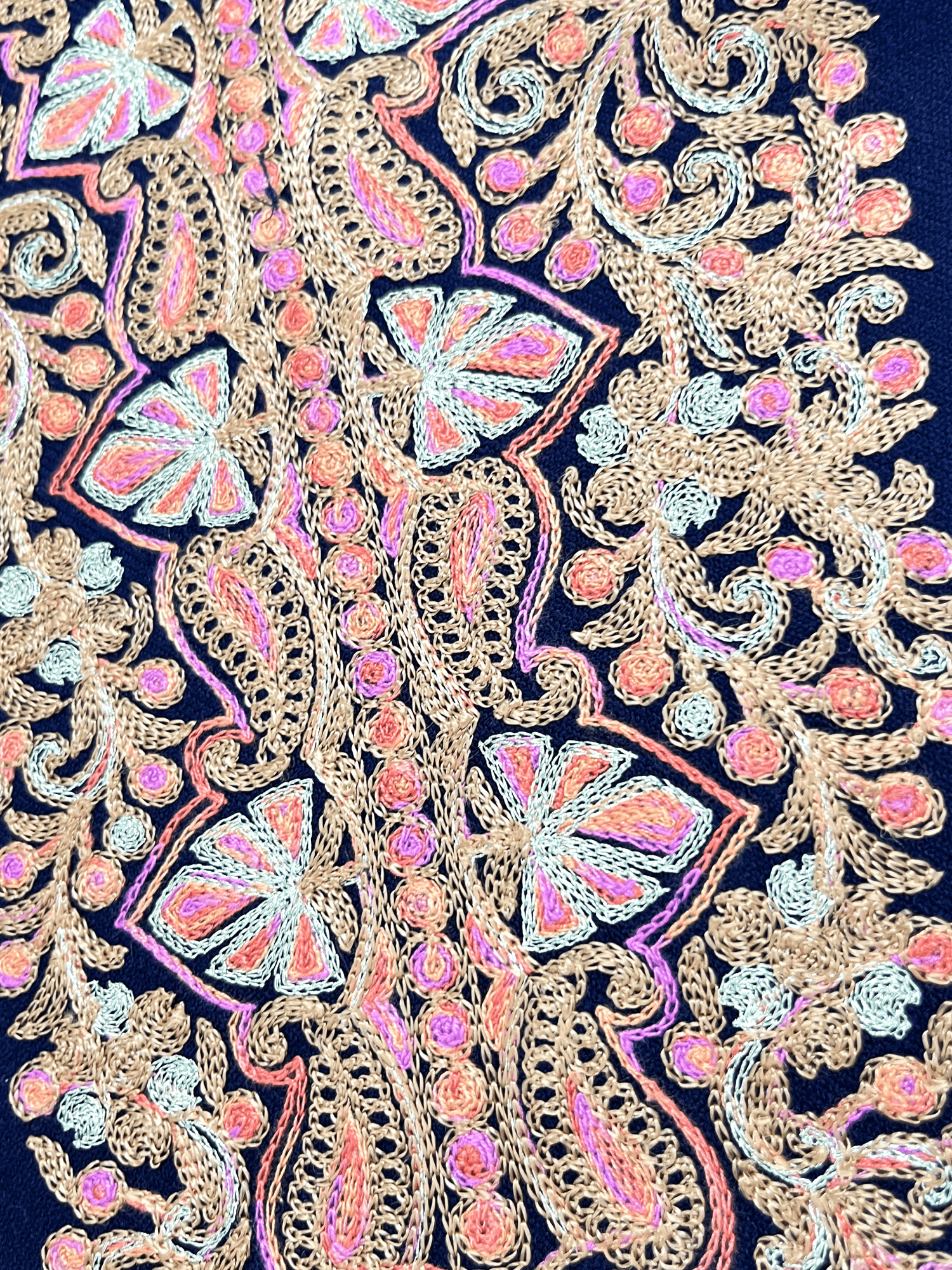 Navy Blue Aari–Tilla Embroidered Kashmiri Pheran