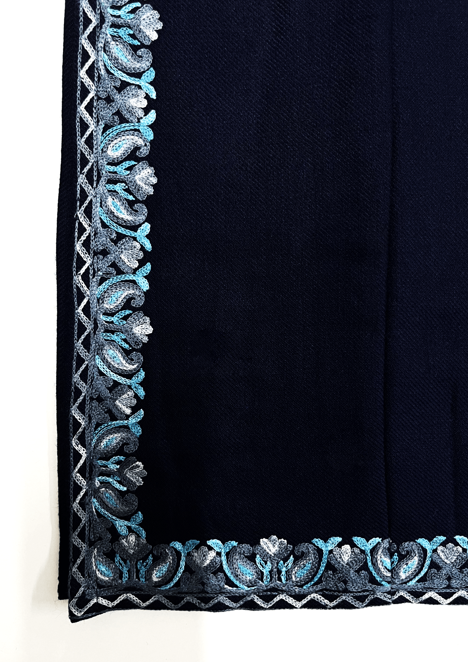 Navy Blue Floral Aari Embroidered Kashmiri Pheran