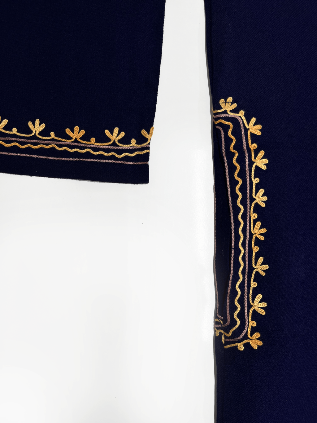 Navy Blue Aari Embroidered Kashmiri Woolen Coord Set