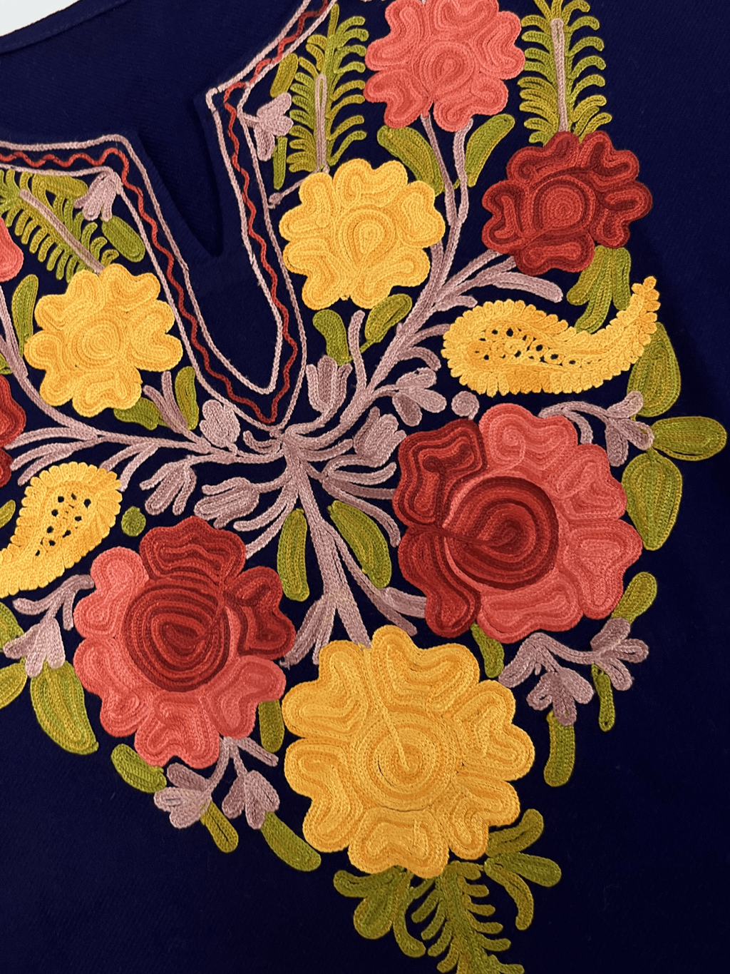 Navy Blue Aari Embroidered Kashmiri Woolen Coord Set