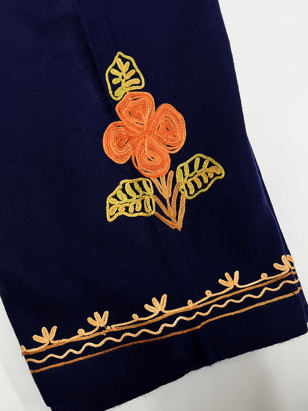 Navy Blue Aari Embroidered Kashmiri Woolen Coord Set