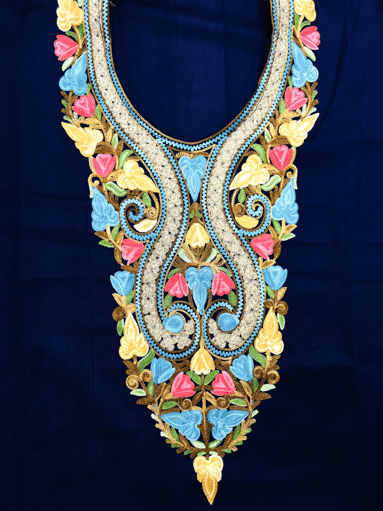 Navy Blue Aari and Tilla Embroidered Kashmiri Co-ord set