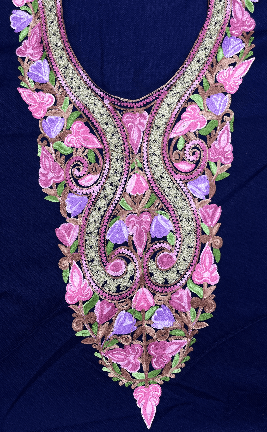 Navy Blue & Purple Aari and Tilla Embroidered Kashmiri Co-ord set