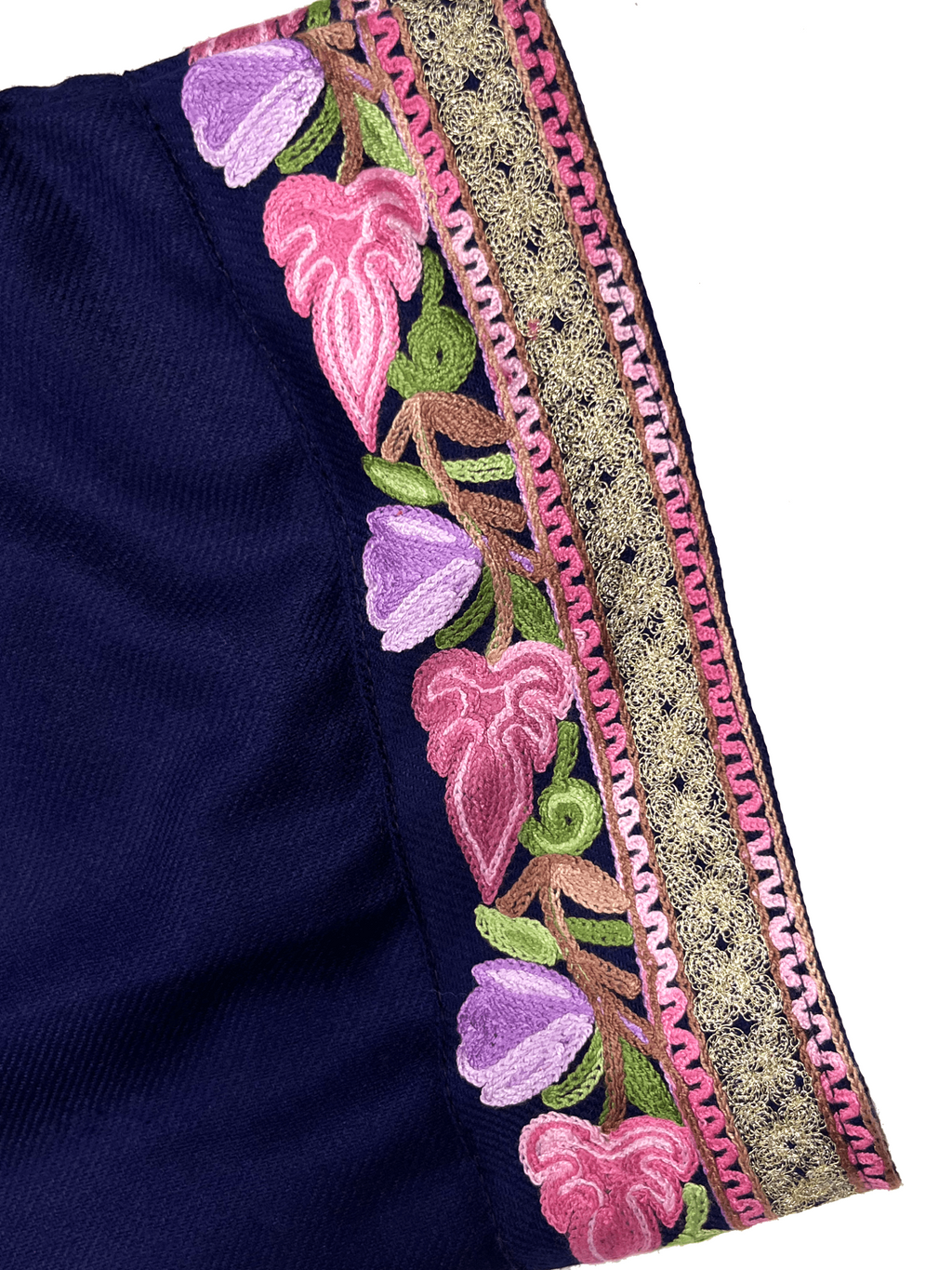 Navy Blue & Purple Aari and Tilla Embroidered Kashmiri Co-ord set