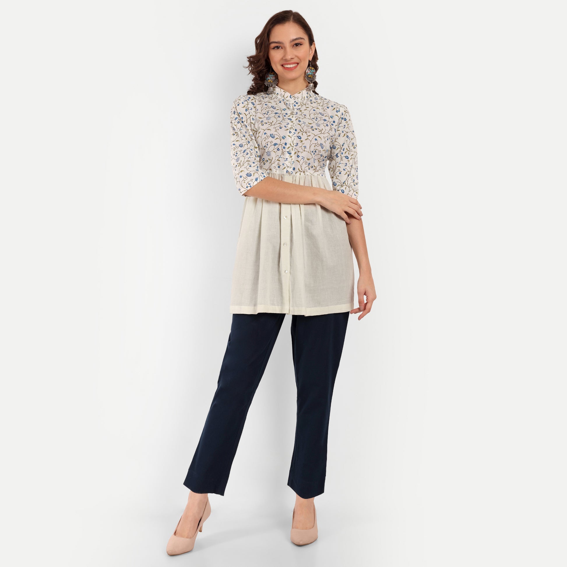 Navy Blue Solid Women Regular Fit Cotton Trouser Stylish & Comfortable For Women