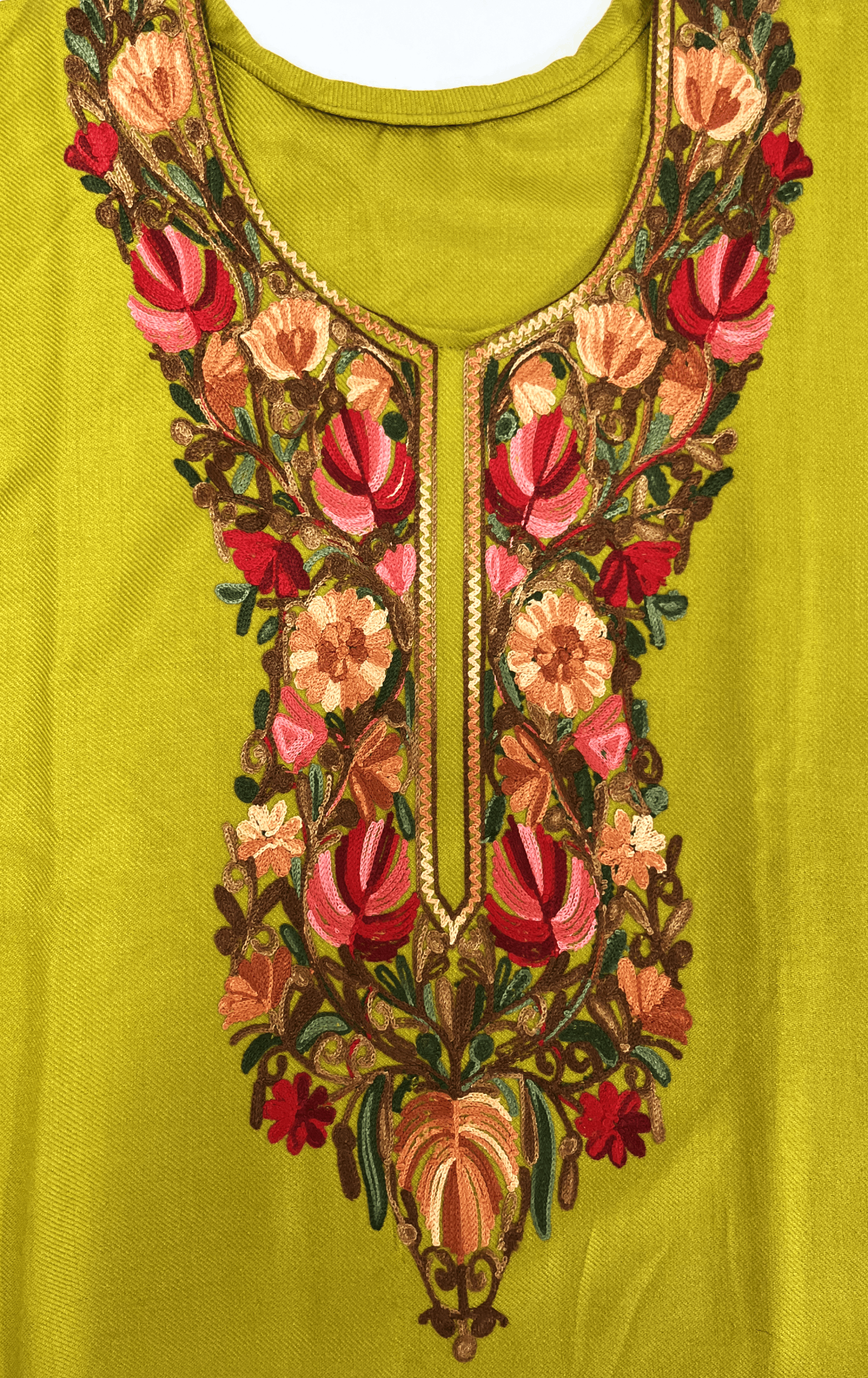 Olive Flora Aari Kashmiri Coord Set