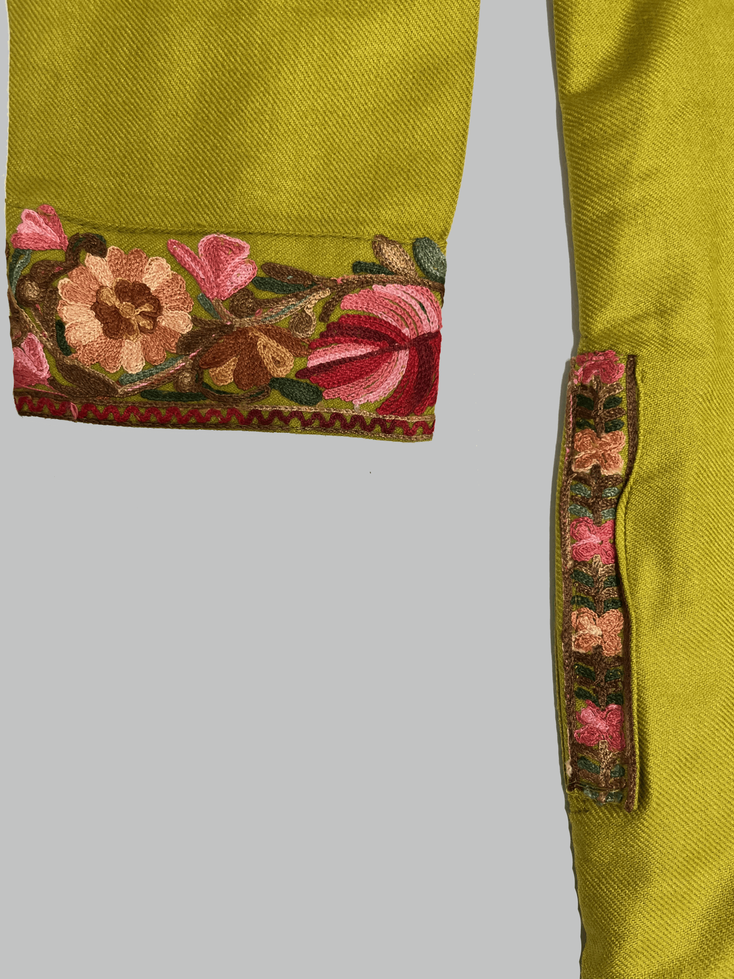 Olive Flora Aari Kashmiri Coord Set