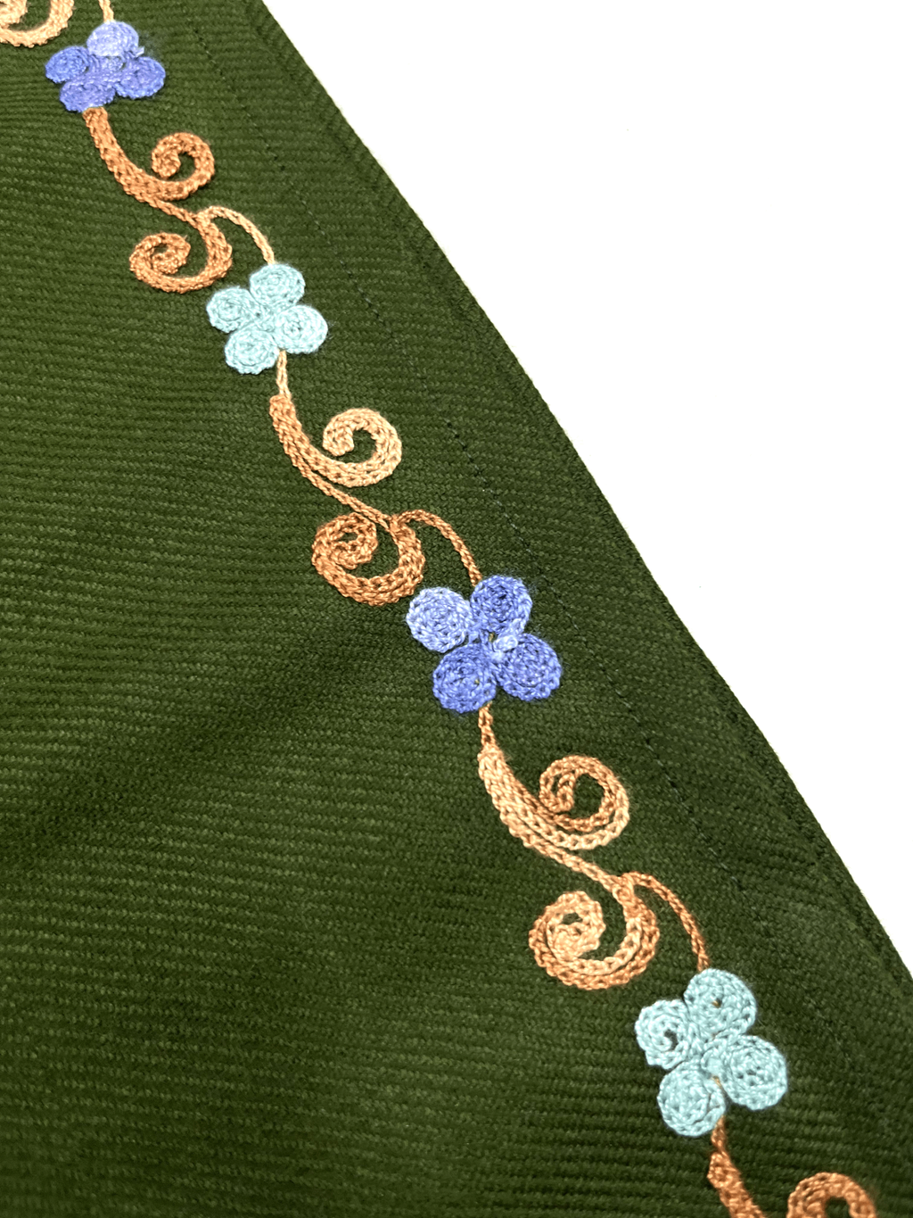 Olive Green Floral Aari Embroidered Kashmiri Co-ord set