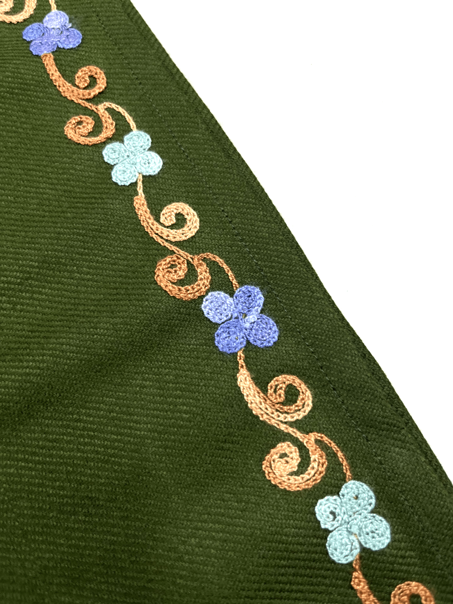 Olive Green Floral Aari Embroidered Kashmiri Co-ord set