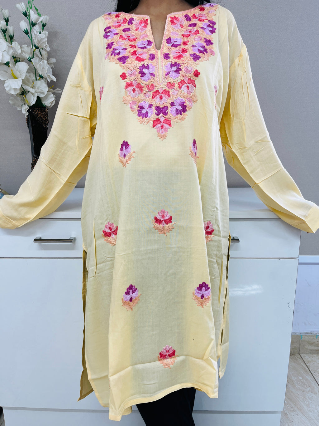  Peach Rayon Straight Kurti 