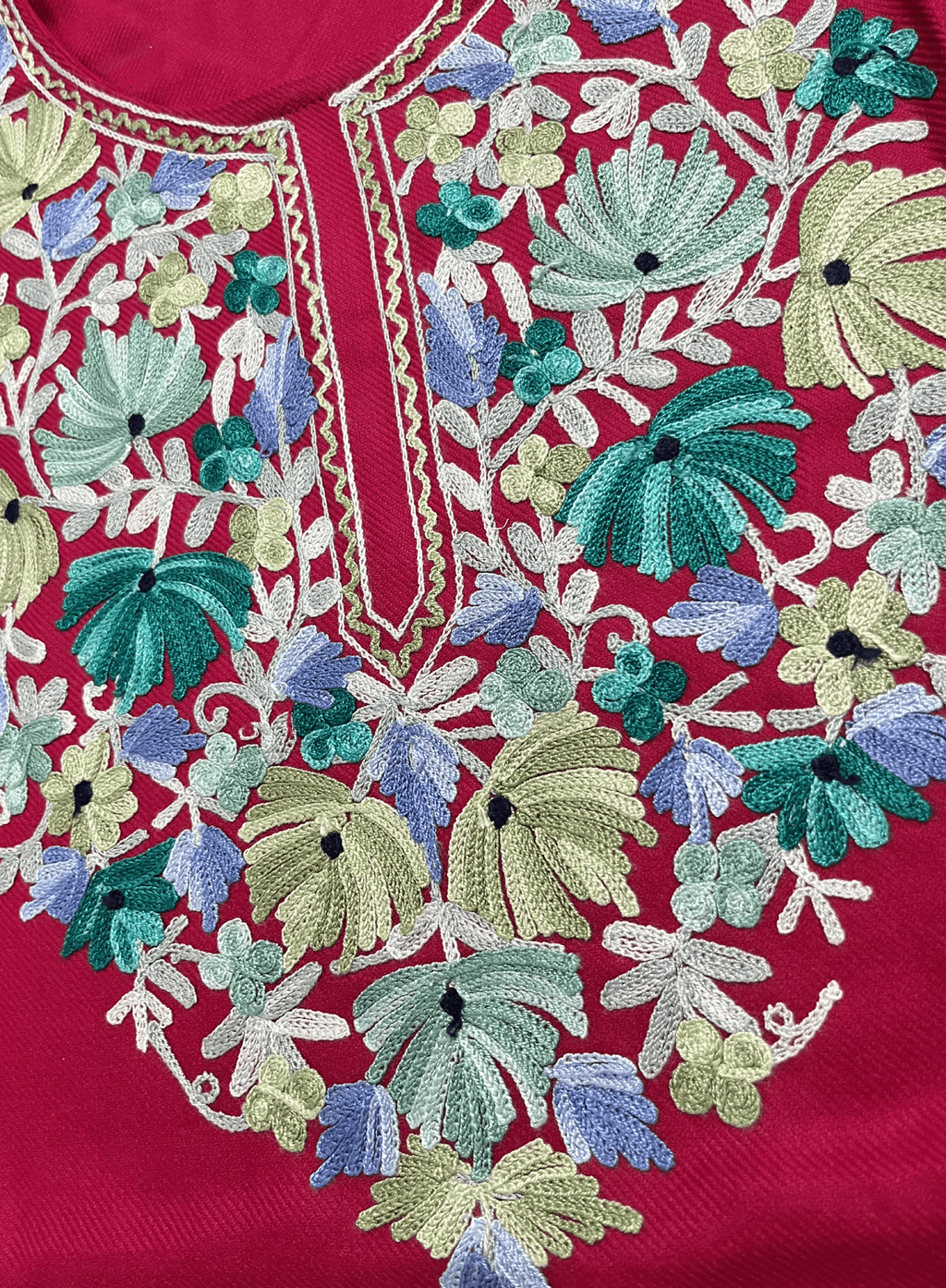 Pink Floral Aari Embroidered Kashmiri Co-ord set