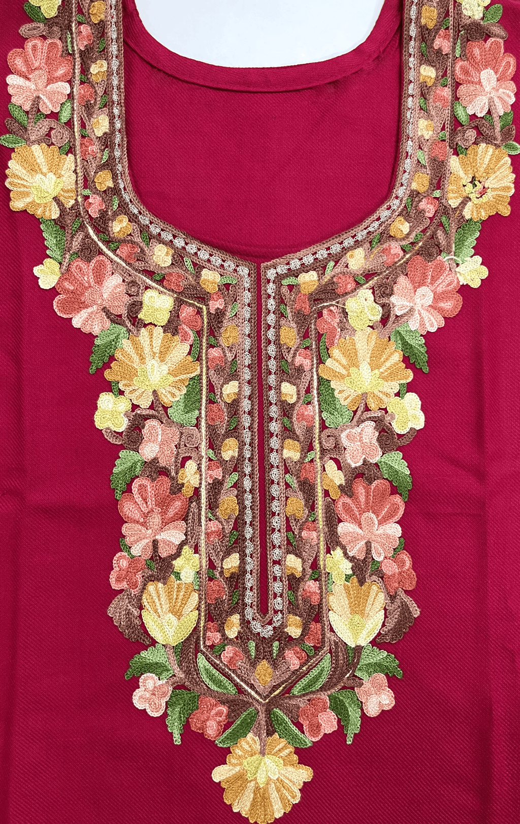 Pink and Yellow Floral Aari-Tilla Embroidered Kashmiri Co-ord set