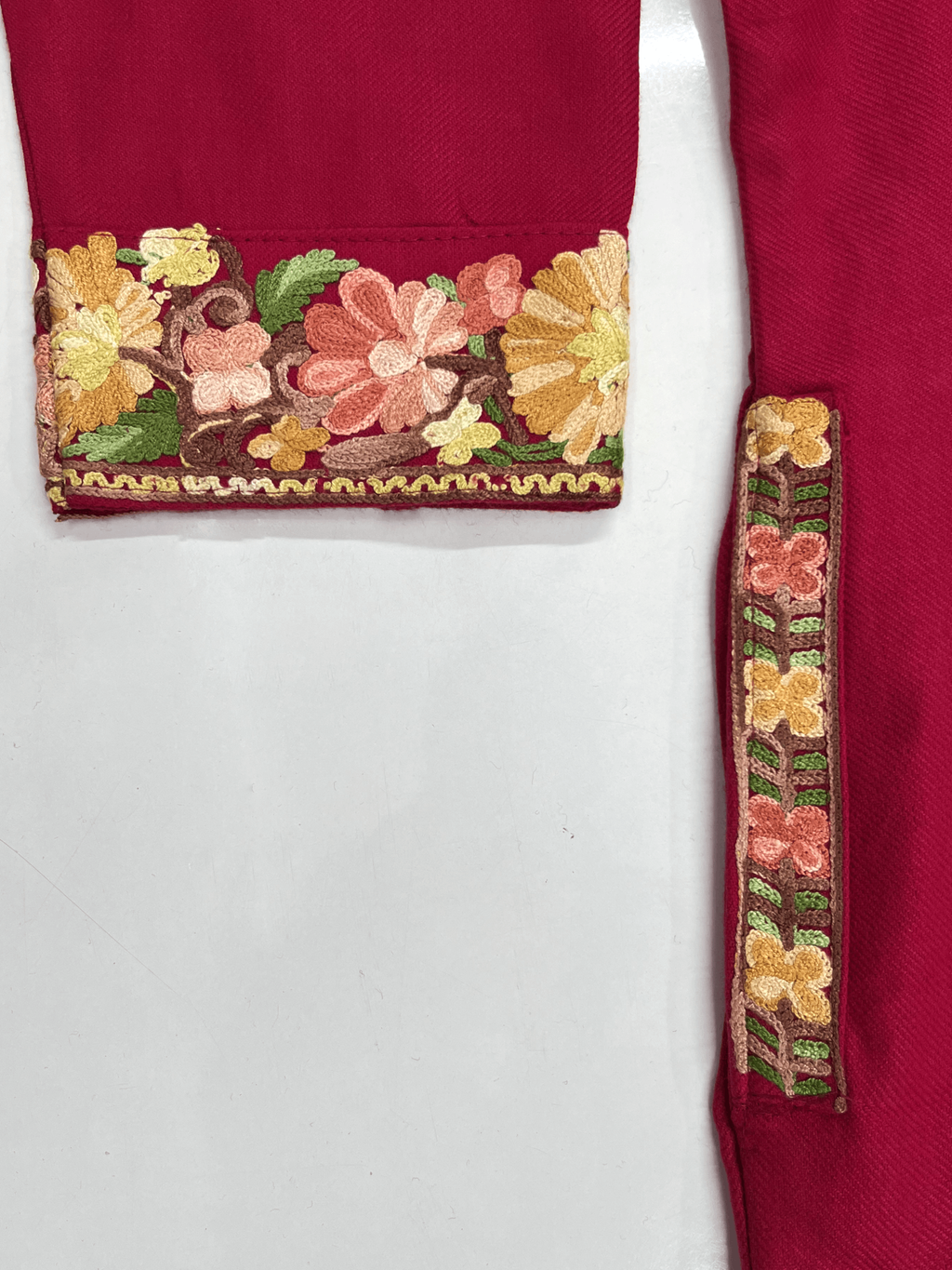 Pink and Yellow Floral Aari-Tilla Embroidered Kashmiri Co-ord set