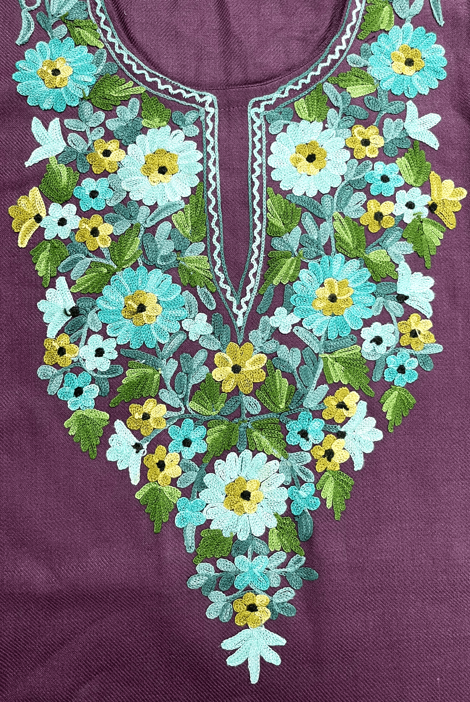 Plum Purple Aari Embroidered Kashmiri Co-ord set