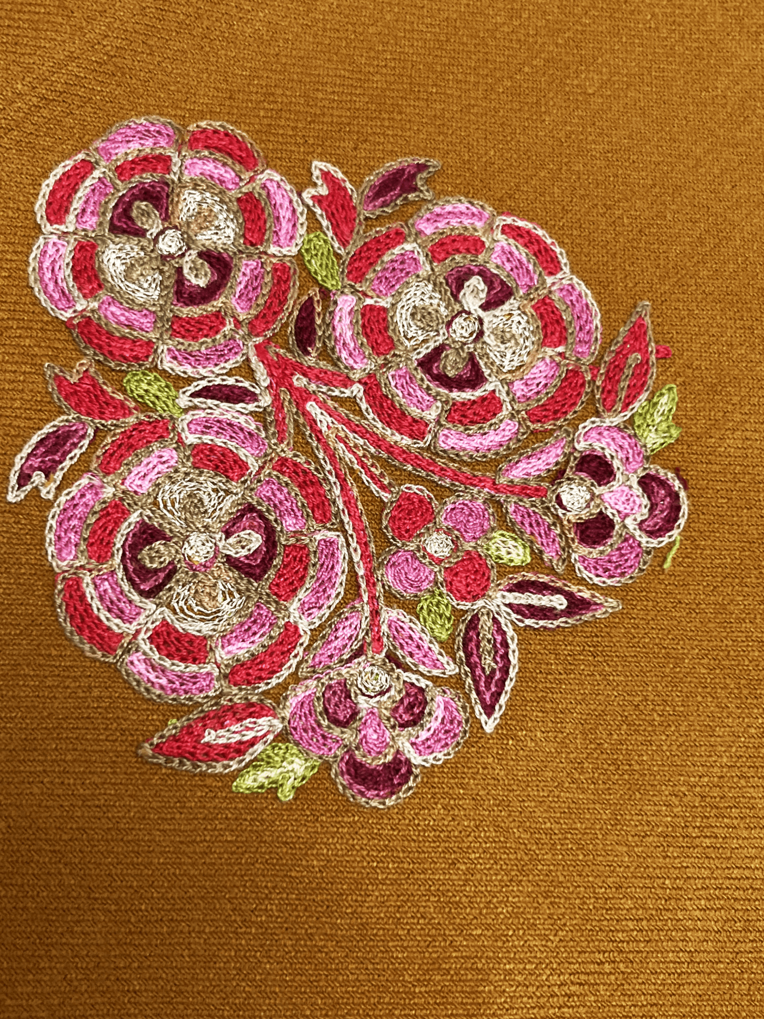 Rang-e-Mustard Aari-Tilla Embroidered Kashmiri Pheran