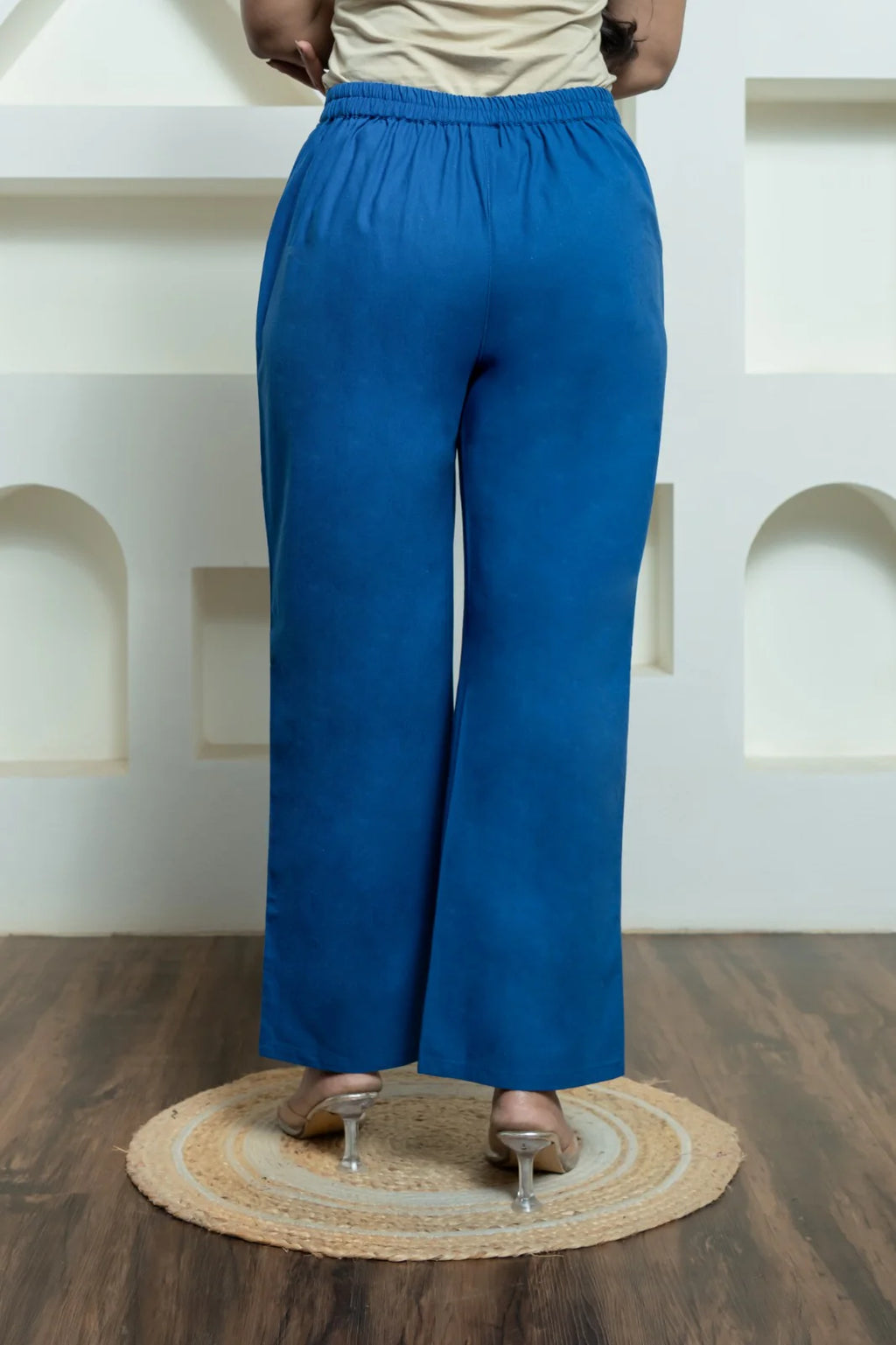 Royal Blue Women Wide Leg Cotton Pant