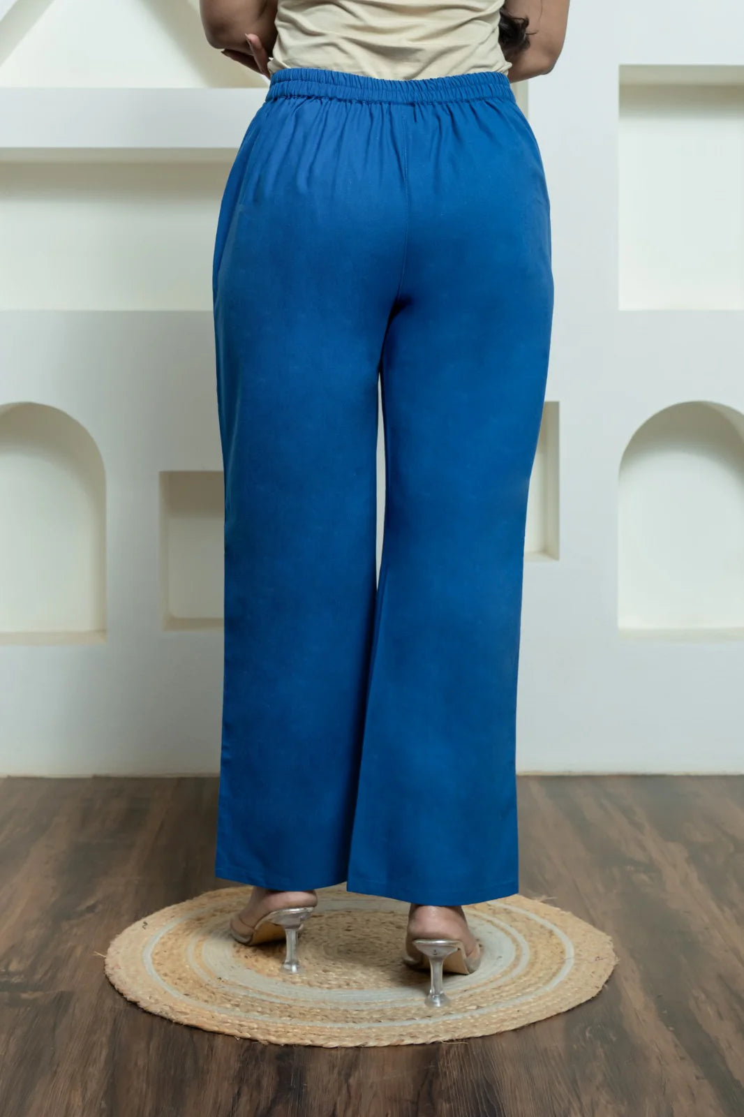 Royal Blue Women Wide Leg Cotton Pant