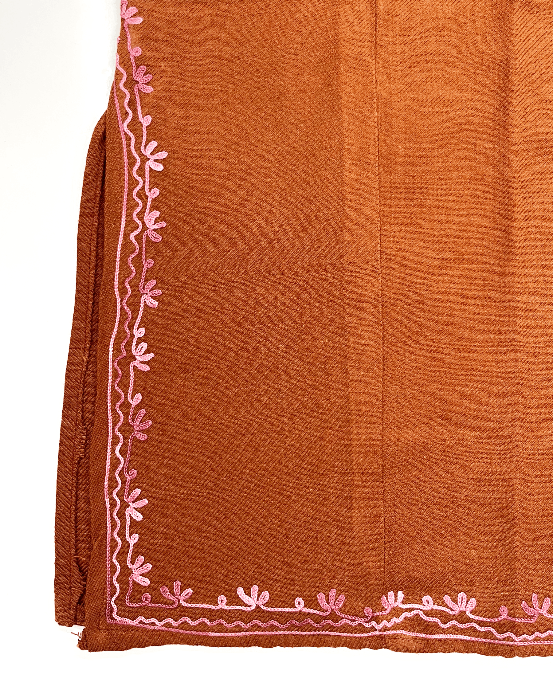 Rust Brown & Purple Embroidered Kashmiri Pheran