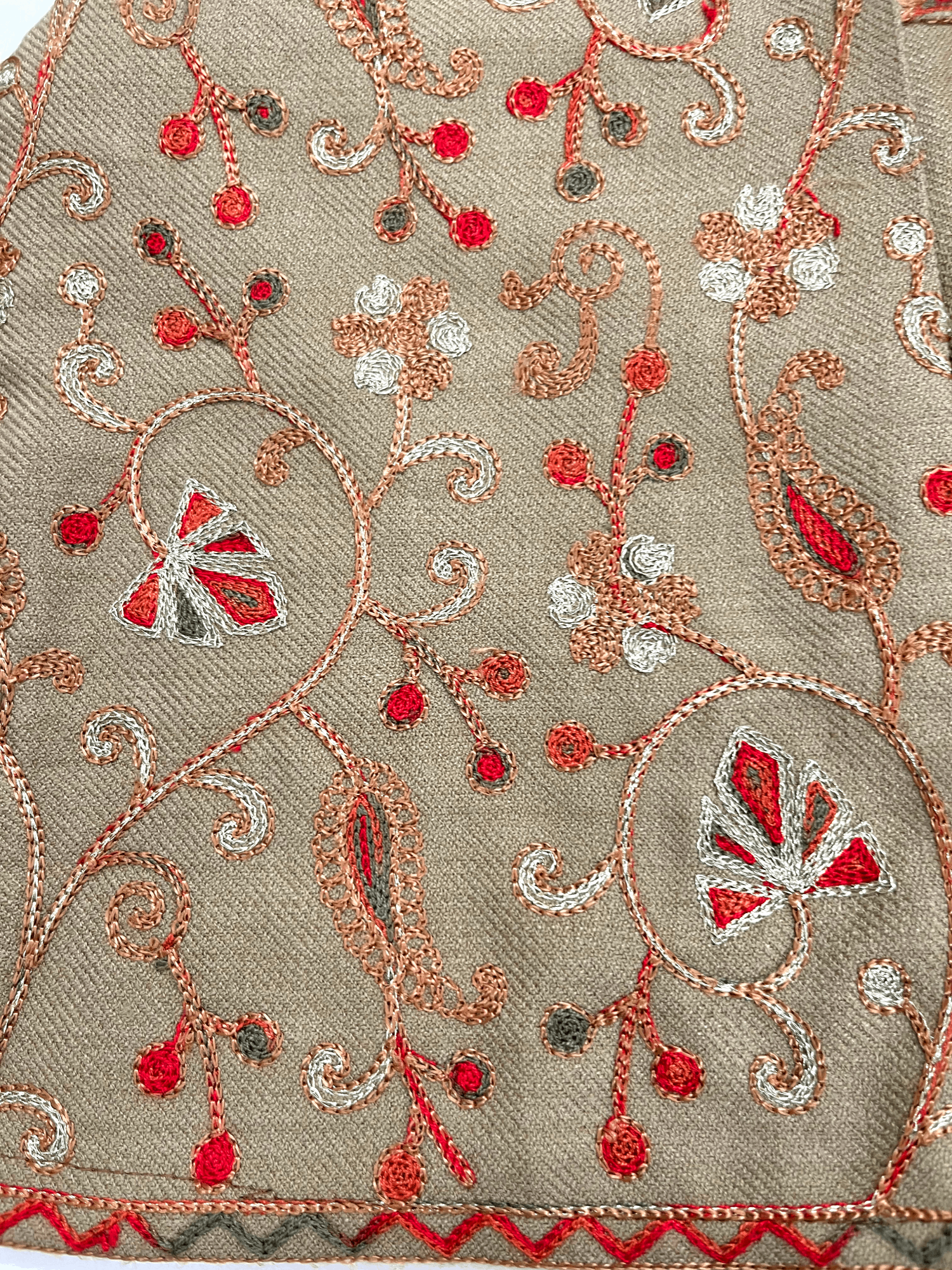 Sand Beige Aari–Tilla Embroidered Kashmiri Pheran