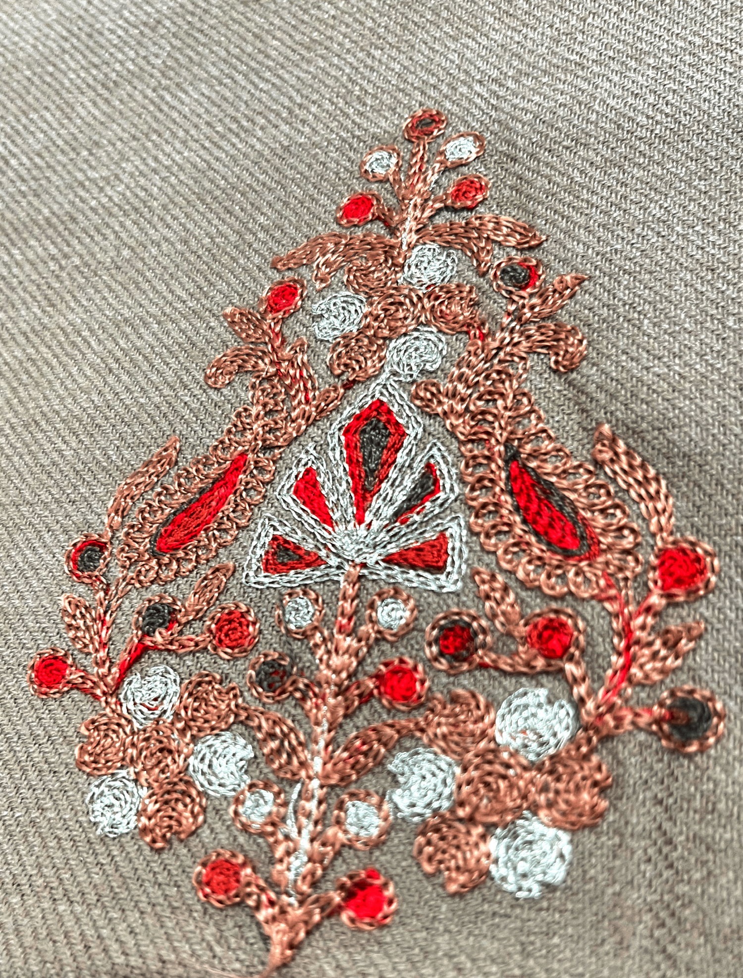 Sand Beige Aari–Tilla Embroidered Kashmiri Pheran