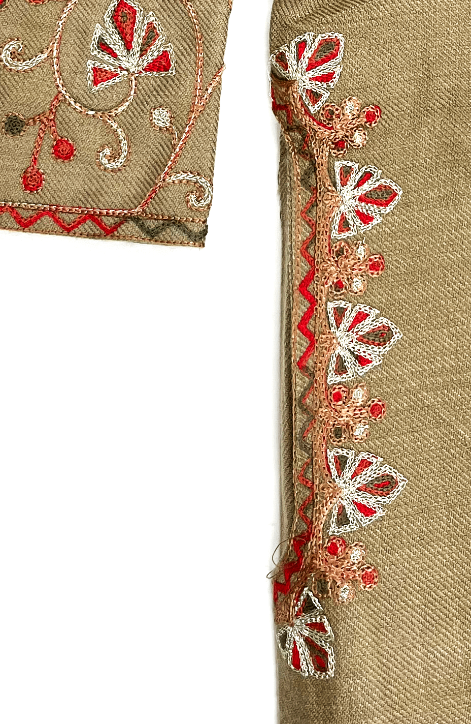 Sand Beige Aari–Tilla Embroidered Kashmiri Pheran