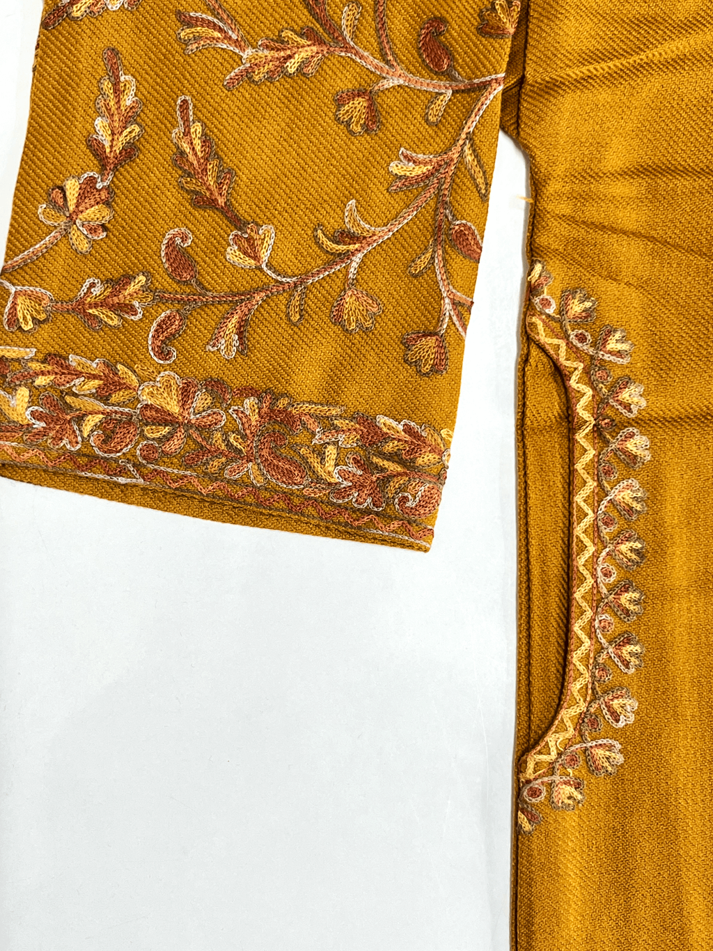 Sunehri Mustard Aari-Embroidered Kashmiri Pheran