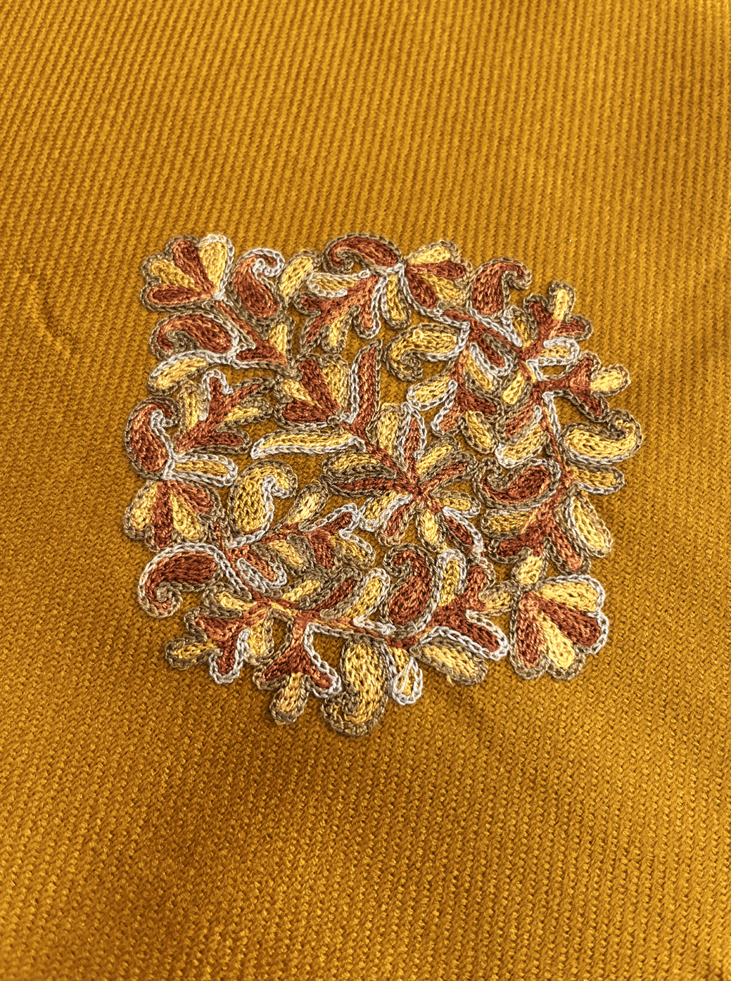 Sunehri Mustard Aari-Embroidered Kashmiri Pheran