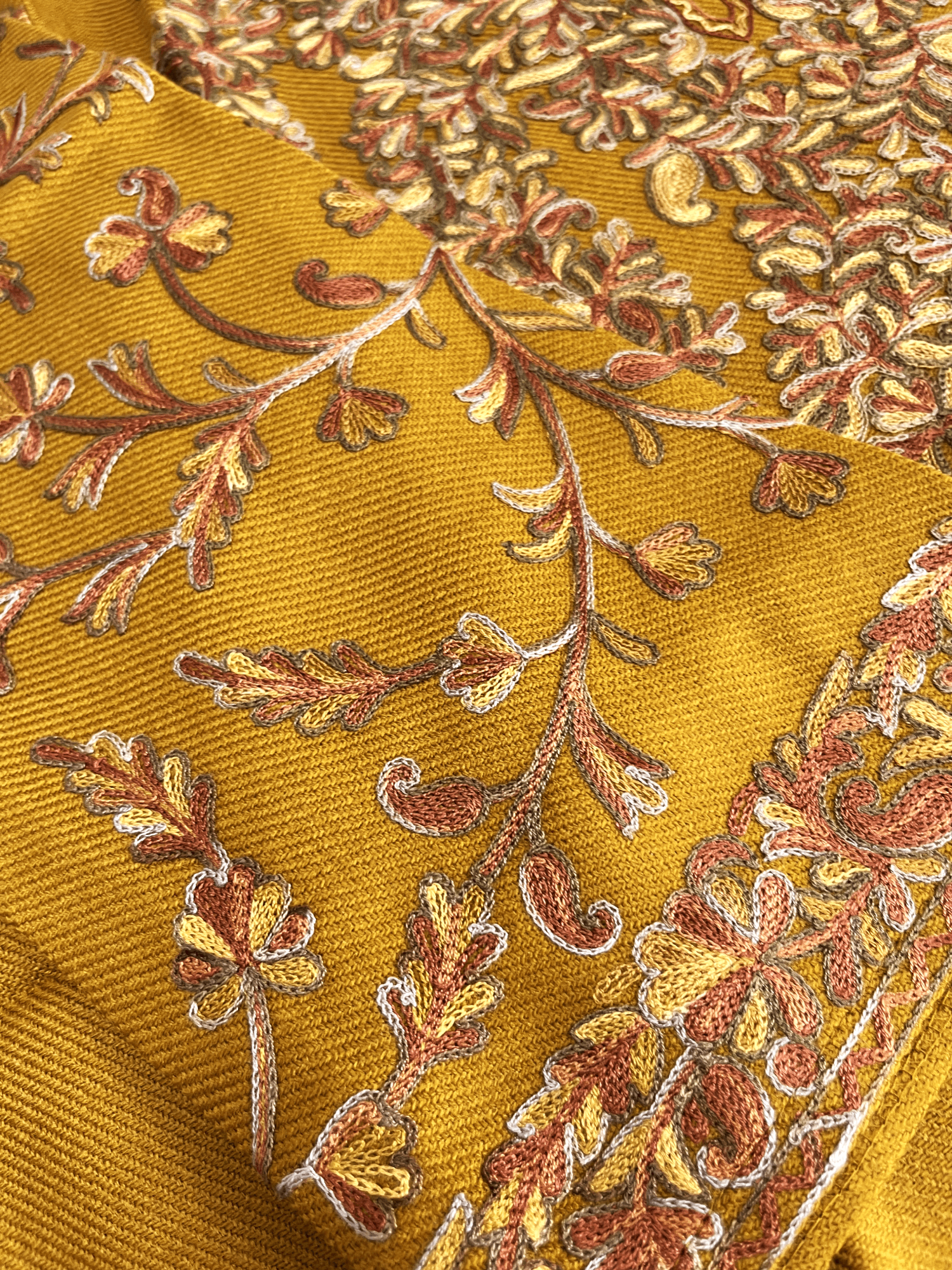 Sunehri Mustard Aari-Embroidered Kashmiri Pheran