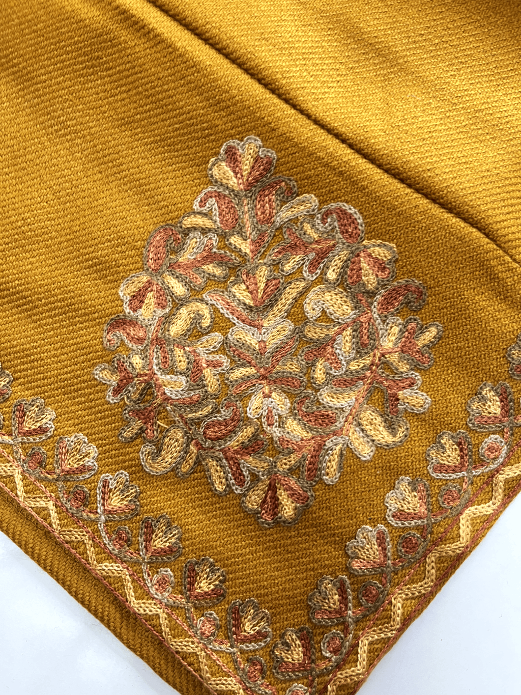 Sunehri Mustard Aari-Embroidered Kashmiri Pheran